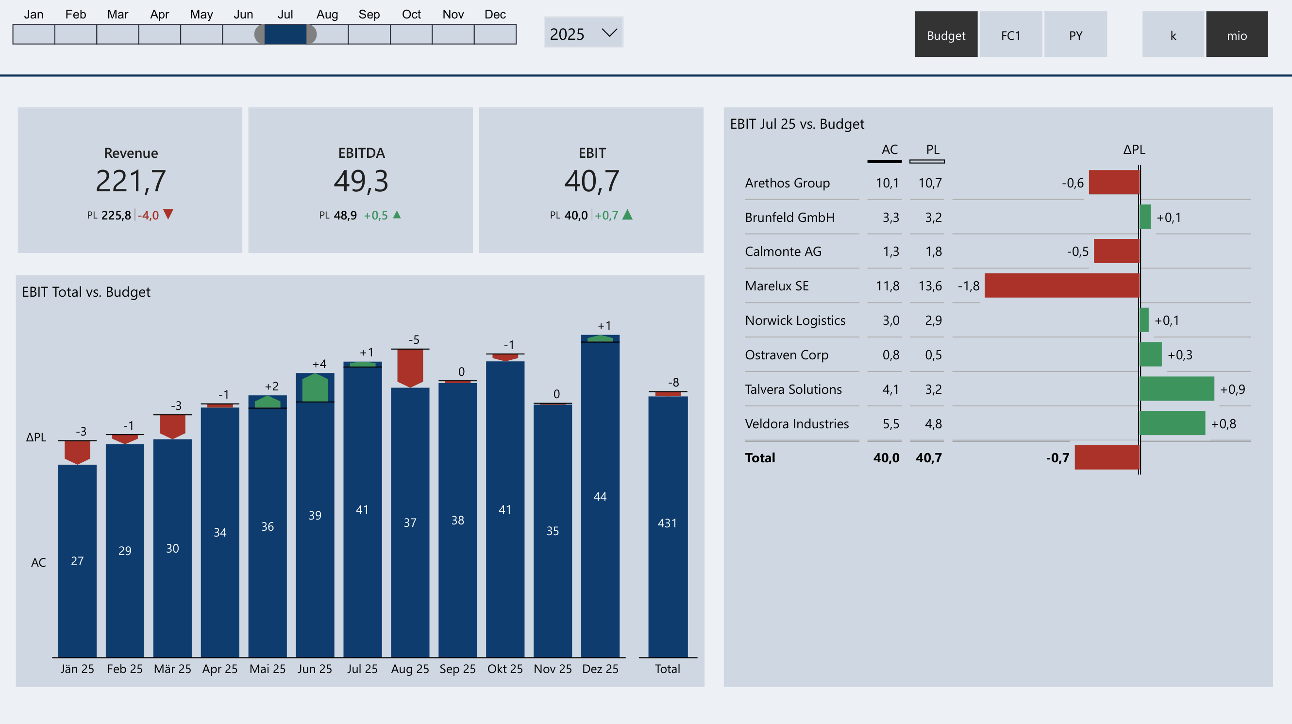 Finance Dashboard mit Zebra BI